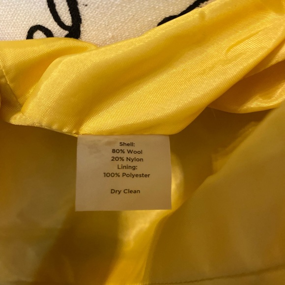 Talbots Yellow Mustard Double Breasted Herringbone Wool Peacoat Size Petite 4P - Picture 6 of 10